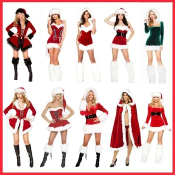 Seksīgs Ziemassvētku tērpi pieaugušajiem, sieviešu bāri, naktsklubi, sexy gada puse, deju tērpi, Ziemassvētku drēbes cos