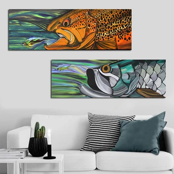 Sienas Art Pictures Krāsu Big Fish Plakāti un Izdrukas Dzīvnieku Audekla Gleznas Dzīves Telpu Dekorēšana Bez Rāmja