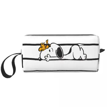Snoopy & Vudstoka Smaidu Ķiķināšana Smieties Liels Grims Soma Skaistumu Kabata, Ceļojumiem, Kosmētikas Somas Organizators Sievietēm