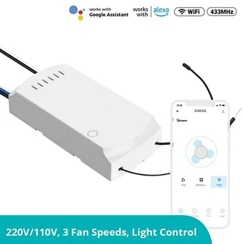 SONOFF iFan04-H WiFi Smart Ventilatora Slēdzi 220-240V Pielāgot Ventilatora Gaismas Kontrolieris Atbalsta APP Balss 433MHz RF Tālvadības pults, lai Alexa