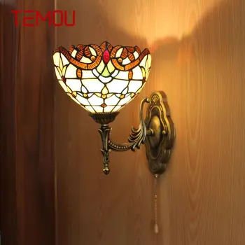 TEMOU Mūsdienu Tiffany Sienas Lampas LED Iekšpusē Creative Stikla Sconce Gaismas Mājas Dzīvojamā Istaba, Guļamistaba, Koridors