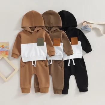 Toddler Bērnu Zēniem Bikses 2gab Apģērba Komplekts Bērniem Kokvilnas garām Piedurknēm pelēkā vārna Treniņbikses Jaundzimušo Treniņtērpi Drēbes Outwear