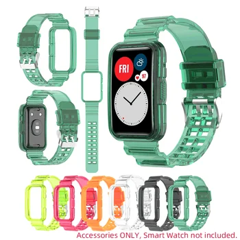 TPU Caurspīdīgu Joslu Smartwatch Rokas Watchband Pilna Kadra Kristāla Gadījumā Huawei Skatīties Fit, Siksnas Smart Aproce Bufera Vāciņš