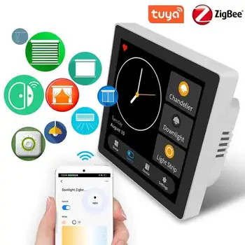Tuya Smart Home Vairākas Zigbee Vadības Panelis LCD Touch Screen 3 Banda Smart Switch Zigbee Vārti Alexia Mājas Balss Komandu