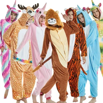 Unicorn Onesies Unisex Ziemas Panda Tīģeris, Lauva Kaķis Onesies Sieviešu Naktsveļu Anime Tērpi Bērniem, Pieaugušajiem Flaneļa Pidžamu Sleepwear