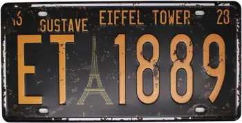 UOOPAI Gustavs Parīzes Eifeļa Tornis ET 1889 Vintage Metāla Skārda Zīme, Auto numura zīme, Gofrēts Tagu Izmērs 6