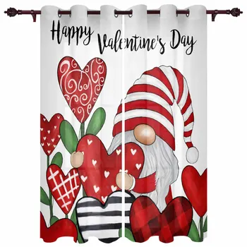 Valentīna Dienā Sarkanu Punduris Mīlestības Koku Grommet Aizkari Guļamistabas, viesistaba, Mājas Dekoru Logu Ārstēšanu Pārklāji