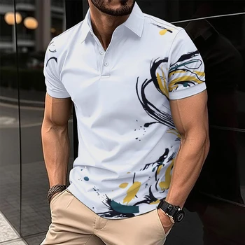 Vasaras Vīriešu Polo Krekls, Svītraina Drukas Biznesa Stila Pogas, Apģērbu Gadījuma Vīriešu Street Wear īsām Piedurknēm T-krekls Vīriešiem