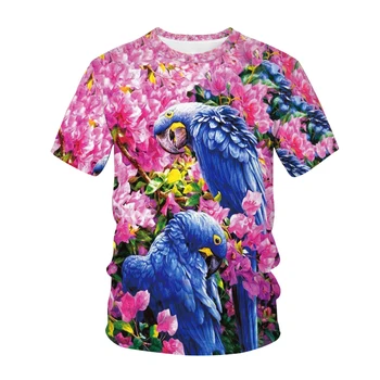 Vasarā Sievietēm, Vīriešiem, Modes Dabas Iespiesti Lielgabarīta T Krekls Zēniem, Meitenēm, Putnu Modelis T-Veida Topi