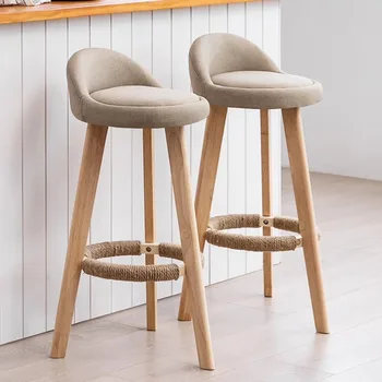 Vienkārši Atpakaļ Lounge Bāra Krēsls Apaļas Koka Stils Mūsdienīgs Dizains Ziemeļvalstu Krēslu Minimālisma Ērti Barkrukken House Piederumi
