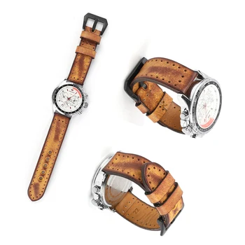 Vintage Melns Brūns Watchband 20mm 22mm 24mm dabiskās Ādas, Roku darbs Rokas pulksteni Joslā, Siksnas, Jostas Skatīties Aksesuāri Vīriešiem