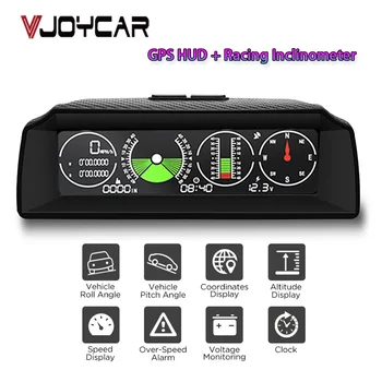 Vjoycar 2023 2 in1 Auto GPS HUD Inclinometer Ātrums, Slīpums Skaitītāja Rādītājs Spidometrs, Kompass, Pulkstenis Sprieguma Augstums Piķis Roll Eņģelis
