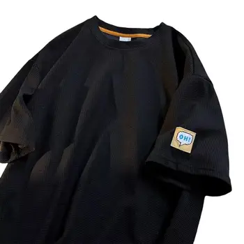 Vīriešu T-krekls Vasaras Top Apaļu Kakla Zaudēt tīrtoņa Krāsu Ērti Īsām Piedurknēm Poliestera Sporta Gadījuma T-kreklu apdruka Vīriešu Apģērbs