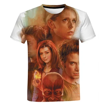 Vīriešu un Sieviešu Vasaras Modes Buffy Vampire Slayer 3D Iespiests T-krekls Ikdienas Īsās Piedurknes Apkalpes Kakla T-krekls Iela Lielgabarīta