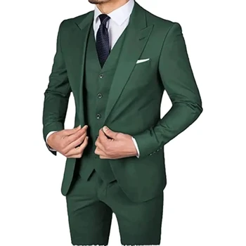 Vīriešu Uzvalki Slim Fit Uzvalku Kāzu Tērps Vīriešu Žakete, Veste Bikses Biznesa Oficiālu Tērpu Homme