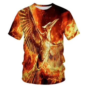 Vīriešu Vasaras Modes Atdzist Stils Grafiskais T-krekls, t-veida 3D Phoenix Putnu Drukāt Īsām Piedurknēm Dienas Tshirts Tendence Topi Apģērbi