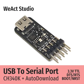 WeAct CH340K CH340 USB Sērijveida/UART TTL Modulis 3.3 V TTL Auto Lejupielādētu