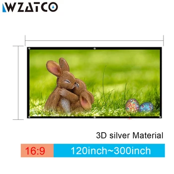 WZATCO 3D Projekcijas Ekrāns 250,280 collu 16:9 3D Silver Screen Portatīvo Priekšā Bez Rāmi Var Salocīt, lai FULL HD 3D Projektoru