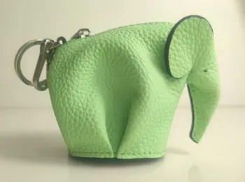 Zaļā Elephant Šarmu dabiskās Ādas, Roku darbs Monēta Maku Pielāgota Dzīvnieku Cute Meitene Mini Sieviešu Formas Soma Nosaukums, Logo Monogramma