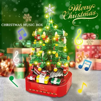 Ziemassvētku Eglīte 506pcs būvkonstrukciju Komplekti-Svētku Veidot Bērniem un Ģimenēm DIY Music Box Radošo Ziemassvētki Ēkas Rotaļlietu Komplekts