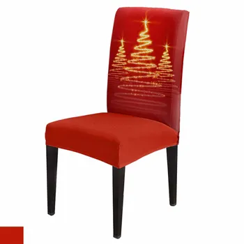 Ziemassvētku Eglīte Sarkanais Zelts Stiept Krēsla Pārsegs 4gab Elastīgs Sēdeklis Aizsargs Lietā Krēslu Slipcovers Ēdamistaba Mājas Apdare