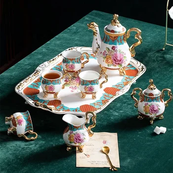 Ziemeļu Eiropas Keramikas Kafijas Tējas Tase Uzstādīt Luksusa Porcelāna Kafijas, Tējas Aparāti Ar Paplāti