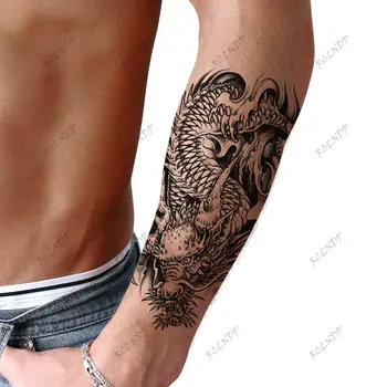 Ūdensnecaurlaidīgus Pagaidu Tetovējumu Uzlīmes, Pūķis, Čūska, Prajna Phoenix Lauva Roku Atpakaļ Flash Tetovējums Viltus Tatto Sievieti Vīriešiem