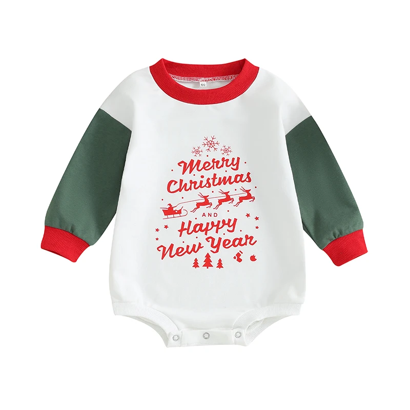 Baby Girl Sporta Krekls Romper Ziemassvētku Vēstule Drukāt Garām Piedurknēm Jaundzimušā Bērna Cute Apģērbs