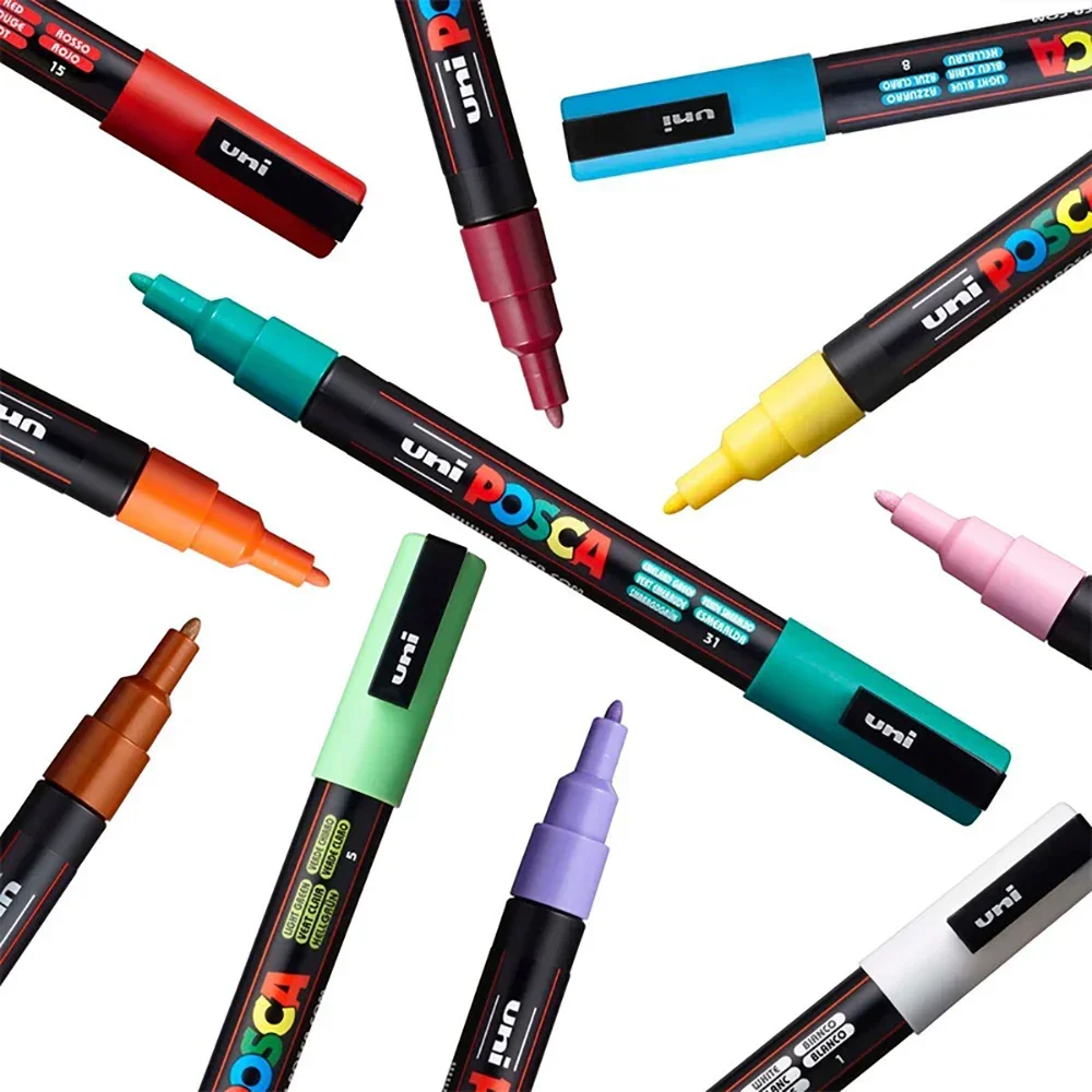Uni Posca Akrila Marķieri, Pildspalvas PC-1M/3M/5M Pastāvīgu Marķieri Grafiti Krāsas Pildspalvu uz Akmens, Metāla, Ādas, Keramikas, Stikla Mākslas Kancelejas preces