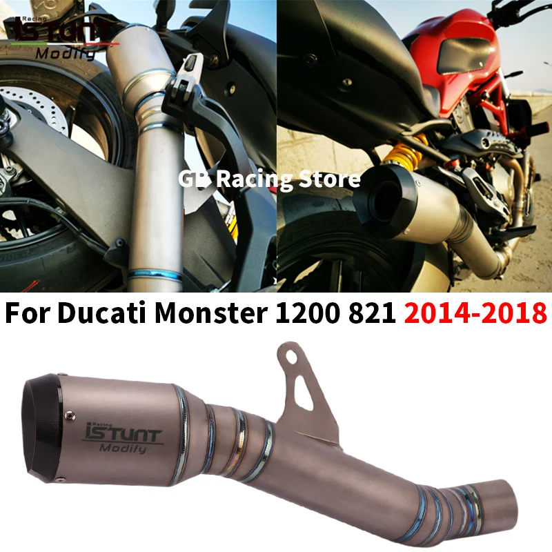 Motocikla Izpūtējs Titāna Sakausējuma Vidū Paslīdēt Uz Evakuācijas Moto Nav DB Killer Monster 821 Par Ducati Monster 1200 821 2014-2018