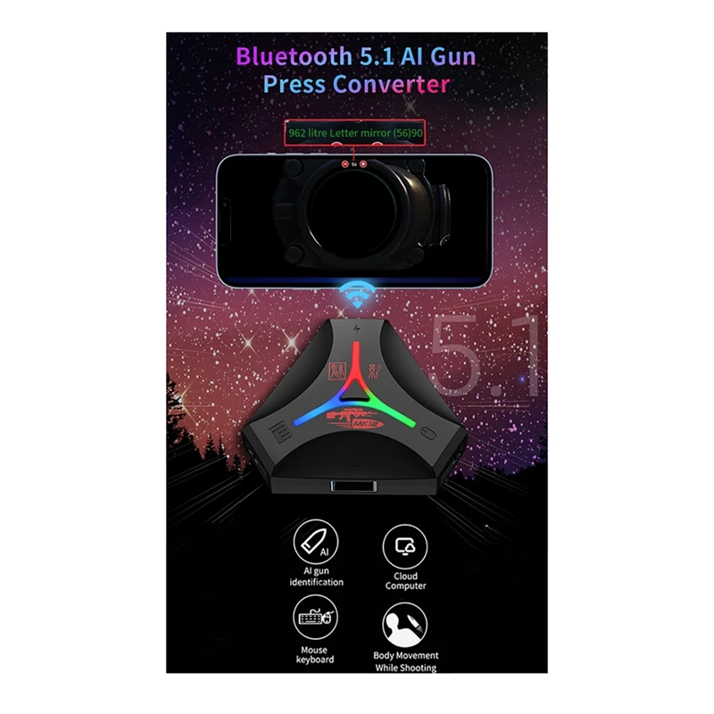 1 Gabals MK12 Kontaktdakšu Un Paly Gamepad PUBG Mobilo Kontrolieris Spēļu Tastatūra, Pele Converter Bluetooth 5.0 Black Mobilo Spēli
