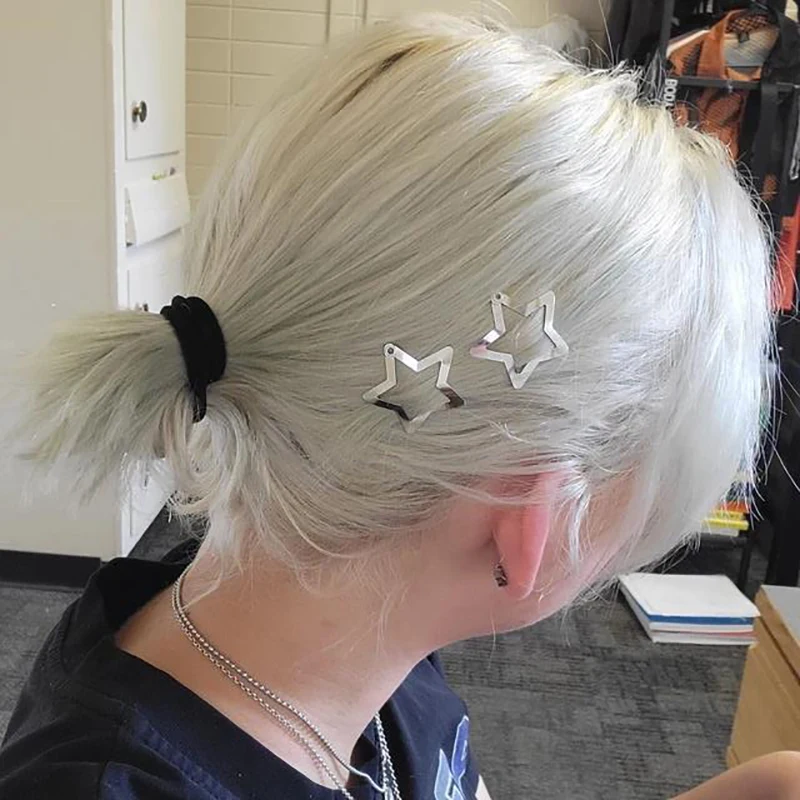 10Pcs Y2K Silver Star BB Hairclips Meitenes Gudrs Zvaigžņu Barrettes Atdzist Sievietes Vienkārši Metāla stiprinājuma skava, Galvassegu Matu Rotas Accessor