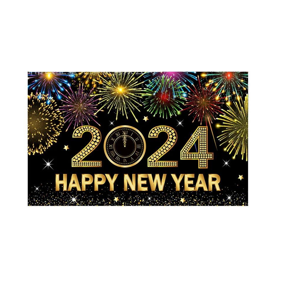 2024 Jauno Gadu\'s Eve, Decoration, Banner Cēlā Melnā Zelta Dizaina Piemērots Mājas Pusēm, Bāros un Svinībām