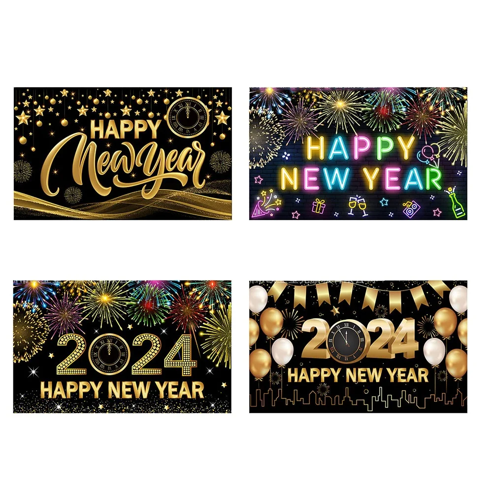 2024 Jauno Gadu\'s Eve, Decoration, Banner Cēlā Melnā Zelta Dizaina Piemērots Mājas Pusēm, Bāros un Svinībām