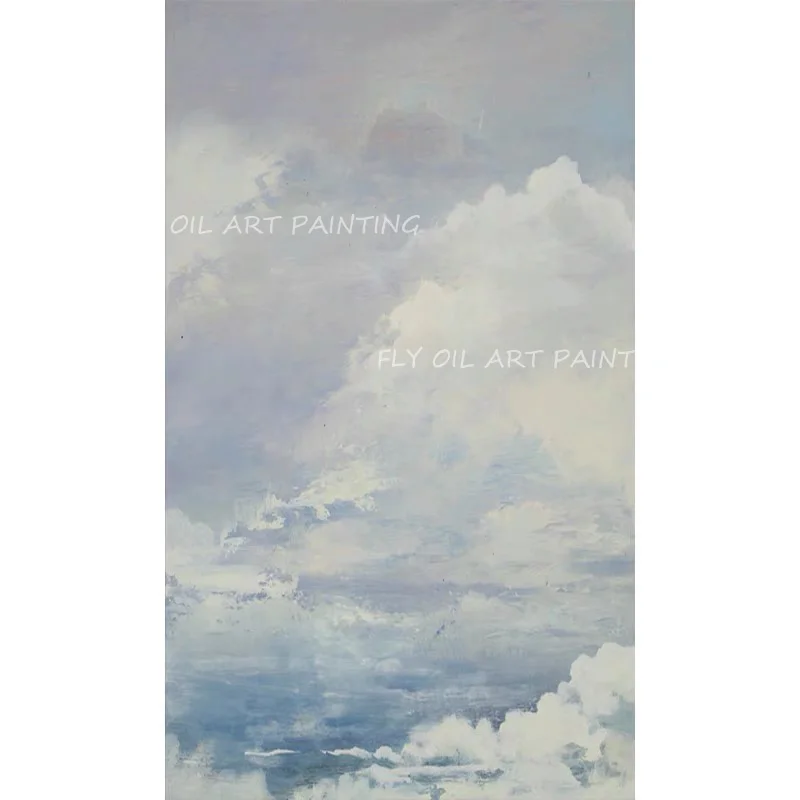 100% Roku darbs vienkāršas, zilā un baltā krāsā debesis ainavas Eļļas Glezna Kuģa Sienas Mākslas Cuadros Rakstura Attēlus Apdare Mākslas darbu