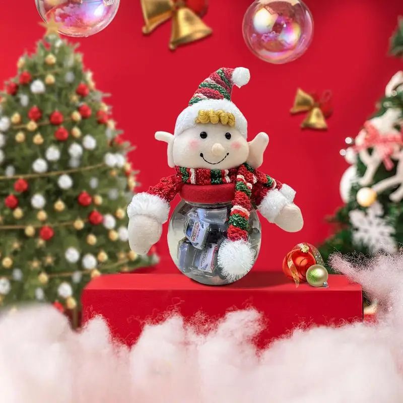 Ziemassvētku Konfektes Burkas Ar Vākiem, Brīvdienu Elf Doll Dāvanu Uzglabāšanas Pudele Sezonas Mājas Dekoru Pēc Saldumiem, Konditorejas Šokolādes, Rotaļlietas