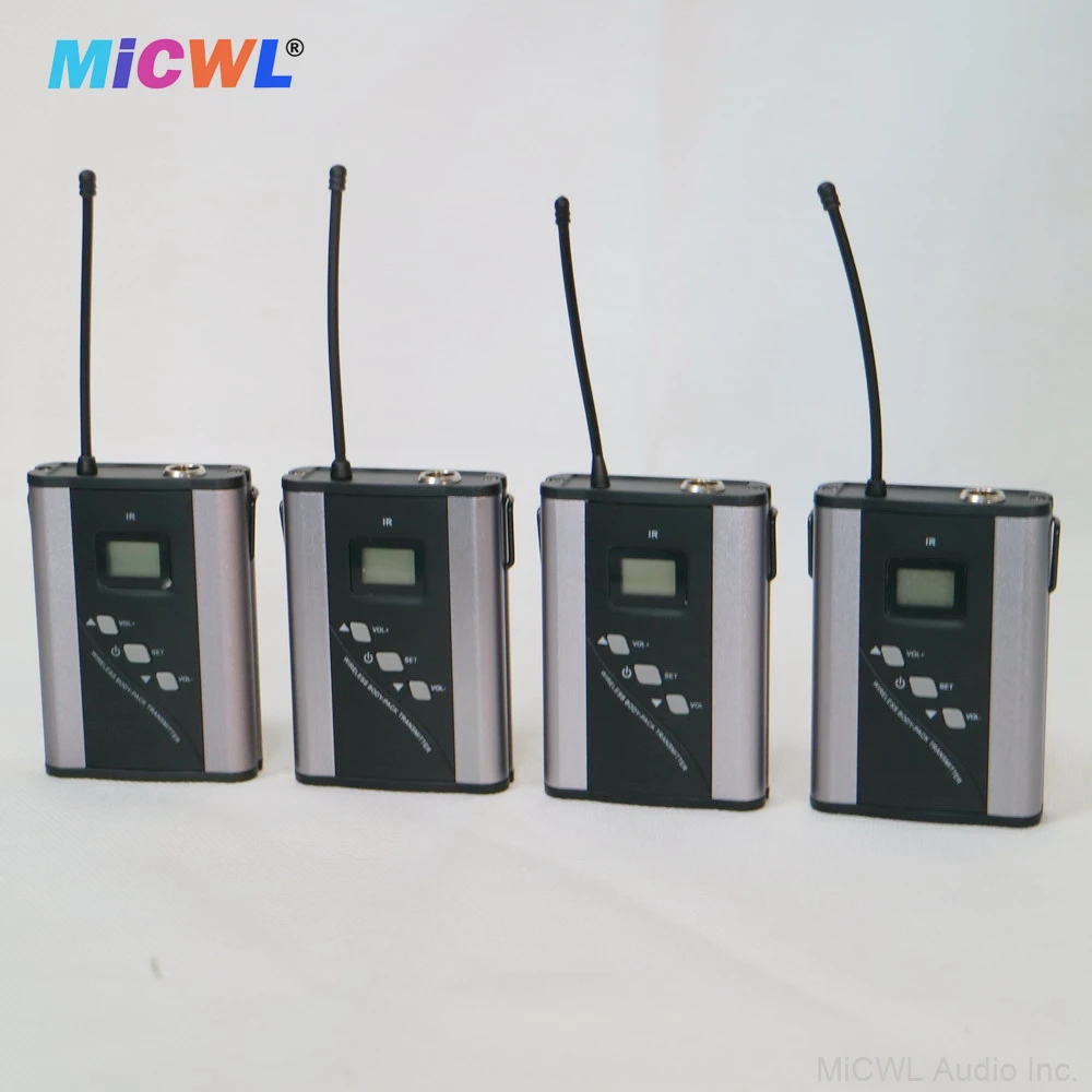 High-Tech 4 BodyPack USB Lādējamu Iebūvēts Litija Akumulators Digitālo Bezvadu Mikrofonu Sistēmas Posms Karaoke Dziedāšana MiCWL