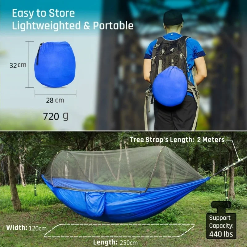Tenda Jaring Nyamuk, Tempat Tidur Gantung Perjalanan Luar Ruangan Ayunan Gantung Portabel Furnitur Luar Ruangan