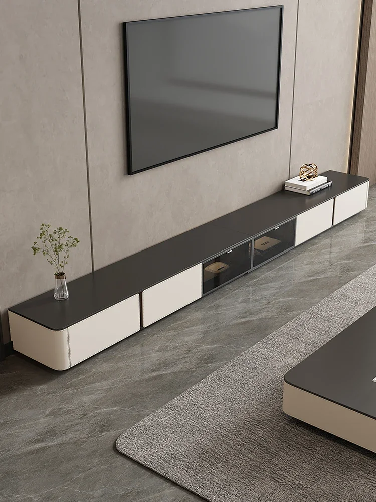 Itālijas minimālisma black ultra ilgi rock panelis grīdas uzstādīts TV skapis, kafijas galda kopā kabinets, mūsdienu minimālisma