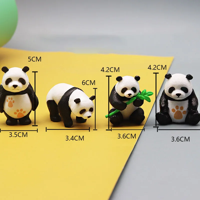 7pcs/ 4gab Cute Karikatūra Panda Kopu Kolekcija Miniatūras Terārija Piederumi, Statuetes DIY Pasaku Dārza Dekori Bērnu Rotaļlietas