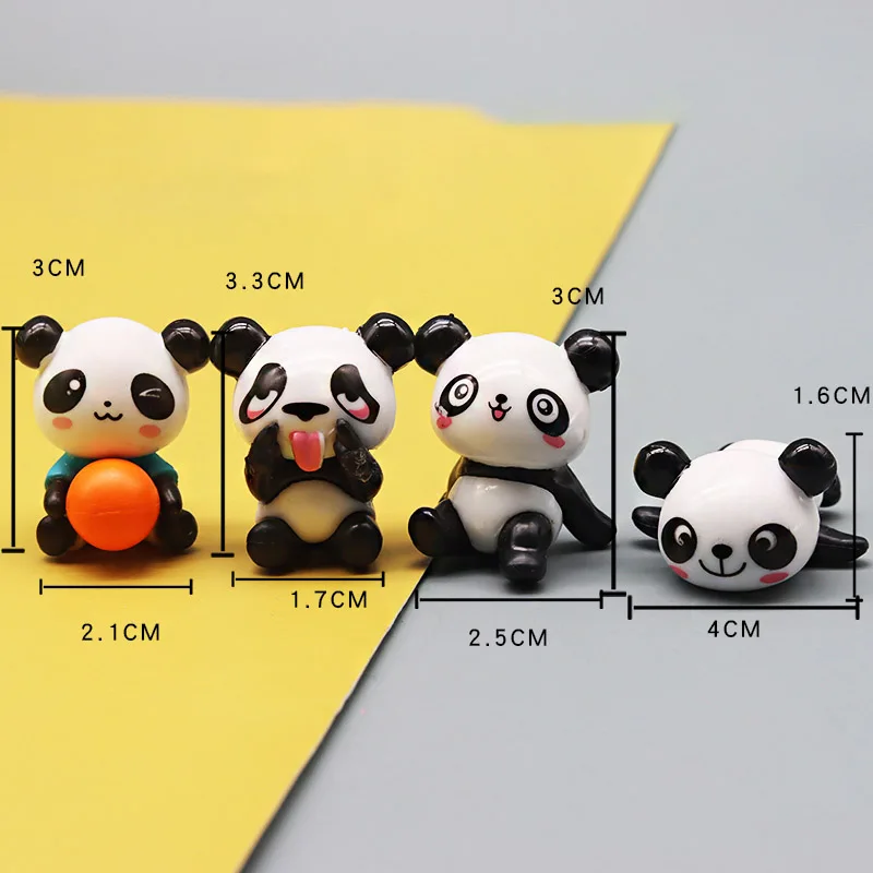 7pcs/ 4gab Cute Karikatūra Panda Kopu Kolekcija Miniatūras Terārija Piederumi, Statuetes DIY Pasaku Dārza Dekori Bērnu Rotaļlietas