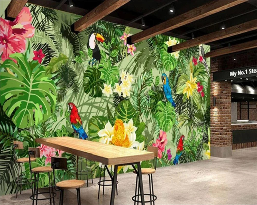 beibehang Pielāgotas 3d tapetes roku sagatavots papagailis tropu rainforest tropu augu cartoon TV fona sienas papīri mājas dekoru