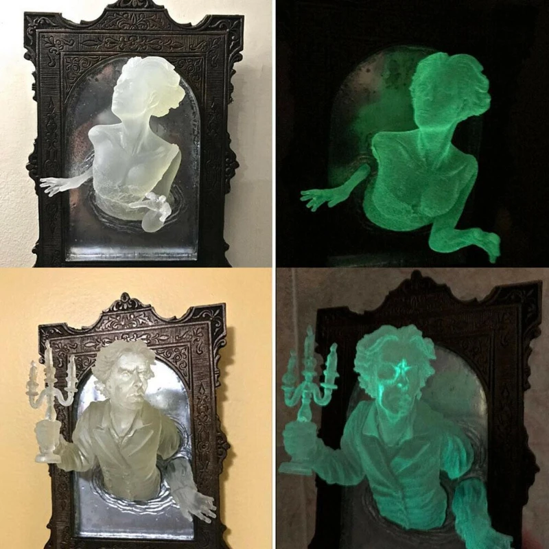 Magic Mirror Spoku Durvju Pakaramais Sveķu Skulptūru Dekoru, Sienas Plāksne, Gaismas Reklāmas Spoguļi Karājas Pie Sienas Mājās Istaba Rotājumi