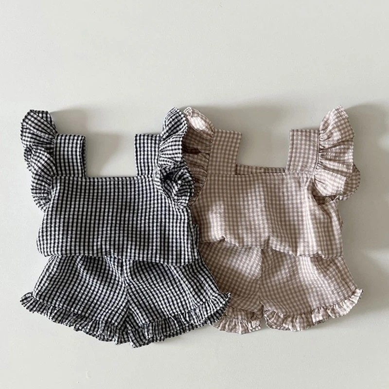 B2EB bez Piedurknēm Tvertnes Augšpusē & Šorti 2-Gabals Uzvalks Set Baby Meitenes Vasaras Apģērbu Komplekts