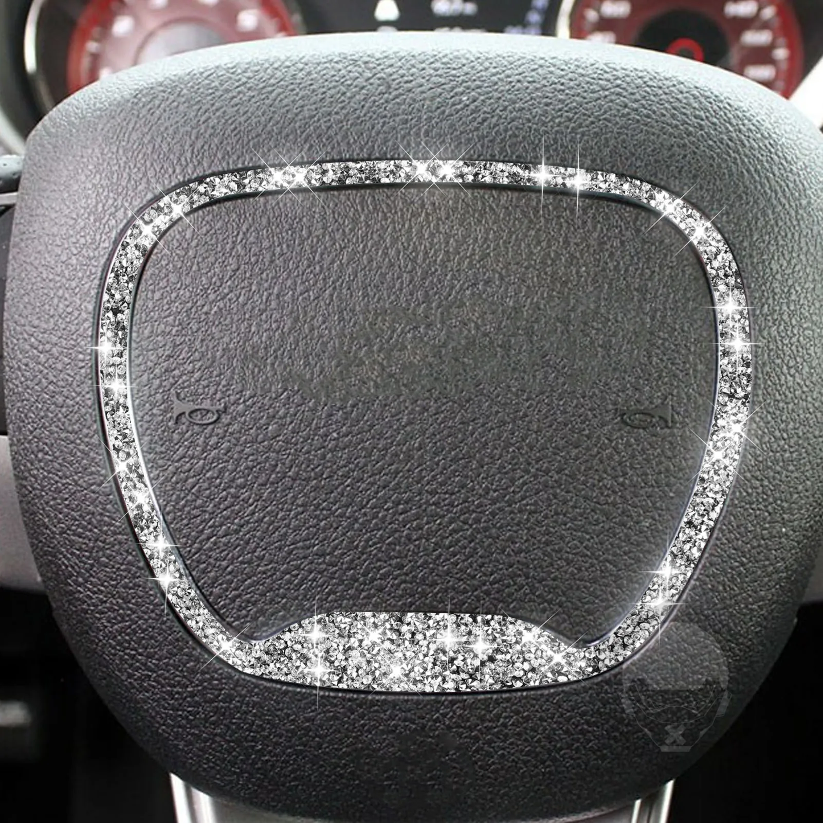Stūres Dekoratīvais Vāciņš Melns Decal Uzlīmes, lai Dodge Challenger 2015-2021 Automašīnas salona Piederumi Rhinestones Sudraba