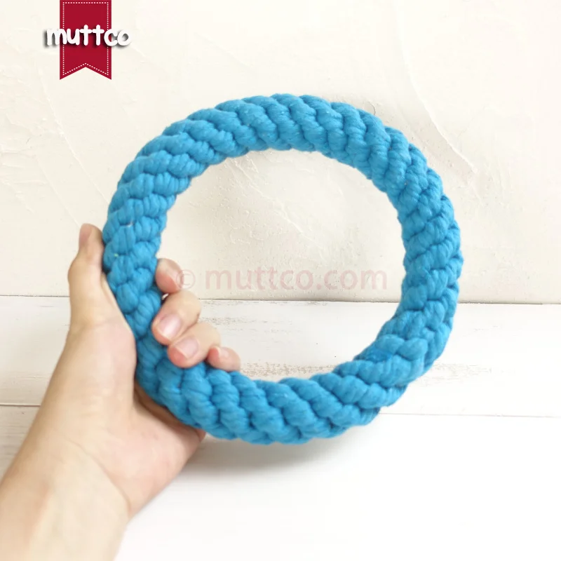 Mazumtirdzniecības augstas kvalitātes nodilumizturīga sky blue circle virves pet rotaļlietas kokvilnas virves rotaļlieta suns molārā