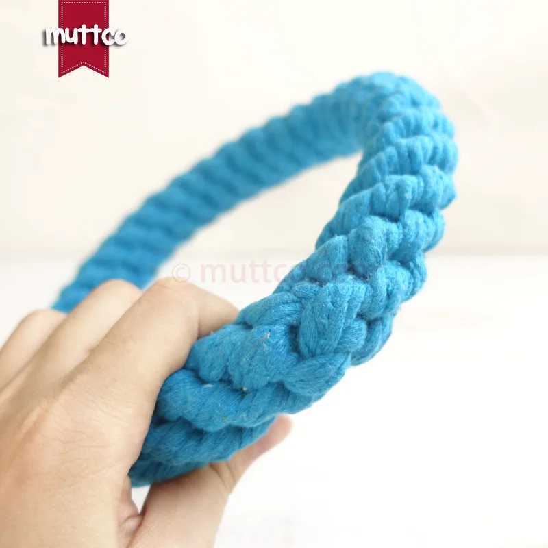 Mazumtirdzniecības augstas kvalitātes nodilumizturīga sky blue circle virves pet rotaļlietas kokvilnas virves rotaļlieta suns molārā