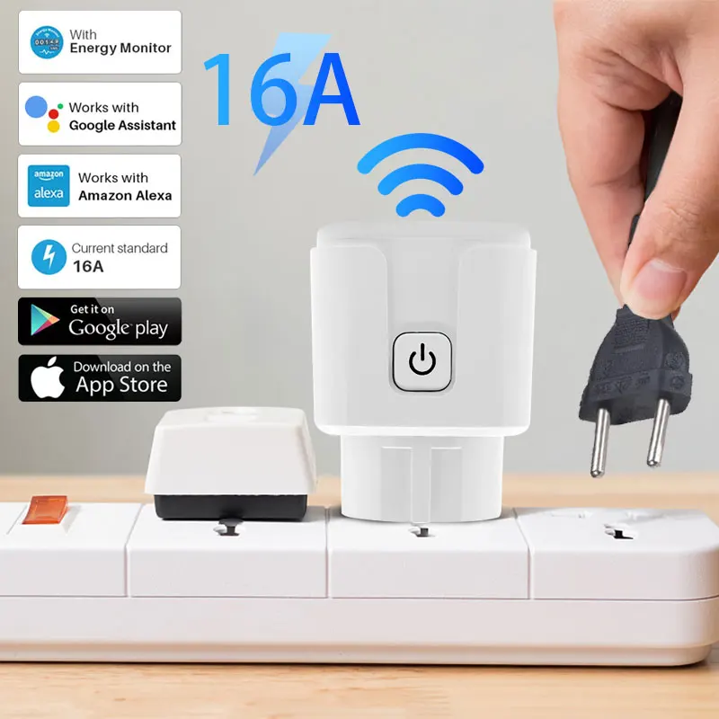 Tuya Smart Plug WiFi ES 16A Smart Kontaktligzda Ar Enerģijas Monitoru Laiks Viedo Dzīvi, Darbus Ar Alexa, Google Home Alise SmartThings
