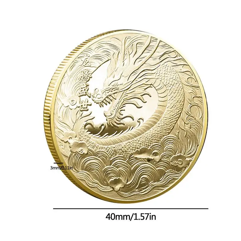 2024 Gads Pūķis Ķīniešu Monētas Zelta Sudraba Pārklājumu Kolekcionējamus Tradicionālā Ķīniešu Stilā Metāla Suvenīru Zodiaka Pūķis Monētas