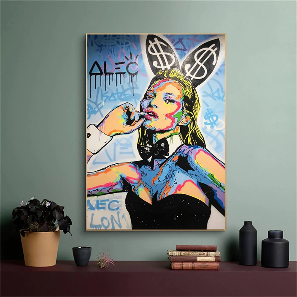 Keita Mosa Grafiti Portreta Gleznas Plakāts, kas Abstrakts Pop Art Krāsošana Ar Alec Monopols Modes Sienas HD Attēlu, Mājas Dekoru